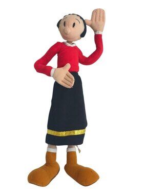 VTG Popeye Olive Oyl Plush Doll 14" 90s Bendable Toy Kellytoys Cartoon TV Rare